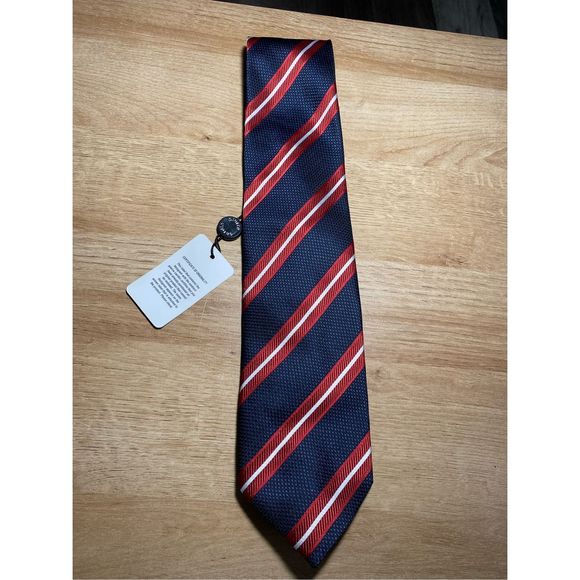 Pierre Cardin NWT Navy Blue, Red, White Stripe Tie - Picture 4 of 5